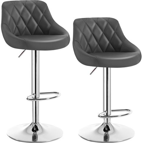 WOLTU 2 pcs bar stools chairs Breakfast Dining stools chairs for Kitchen Adjustable Grey