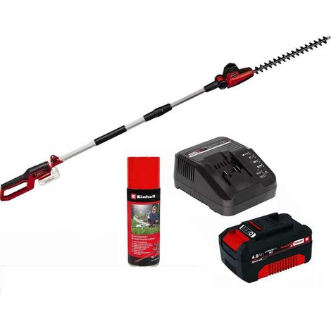 Einhell Akku-Teleskop-Heckenschere GC-HH 18/45 Li T-Solo mit Akku 4.0 Ah und Ladegerät Spray