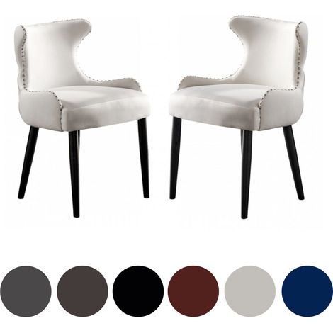 Juego de 2 sillas de comedor de terciopelo Oxford LUX - Silla tapizada para comedor, cocina - Crema (1/5)