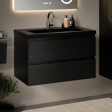 Badezimmermöbel Sova – 80 cm – Schwarzeiche – Schwarzes (1/4)