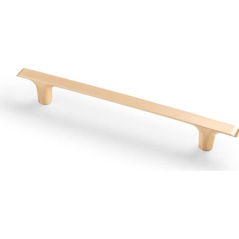 Poignée de meuble en ZnAl, C=160 mm, L=214 mm, doré brossé, minimaliste, moderne, pour placards de cuisine, tiroirs et commodes, vis incluses (1/5)