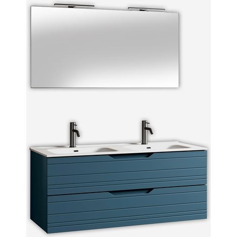 Mobile bagno sospeso doppio lavabo 120 cm Solmira - Blu