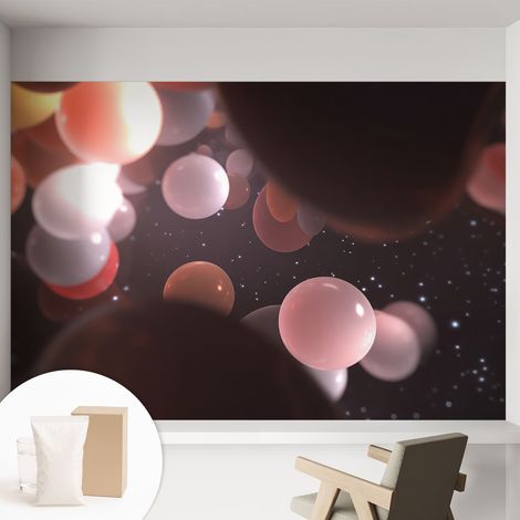 Papier peint intissé mural avec colle pour salon et chambre Décoration murale rapide - Colle incluse gratuite Sphères cosmiques 152x104 cm (1/5)