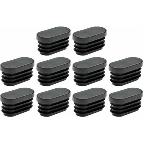 10x Ovale Lamellenstopfen Gleiter Rohrendkappe Stuhlbeinkappe Möbelbeinkappe Tischbeine Schutzkappe, 40 x 20mm schwarz (1/3)