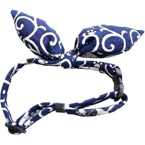 Katzenhalsband mit Fliege, Accessoire für Katzen und kleine Hunde, marineblaue Farbe, Größe S, elegantes und verstellbares Haustierhalsband.