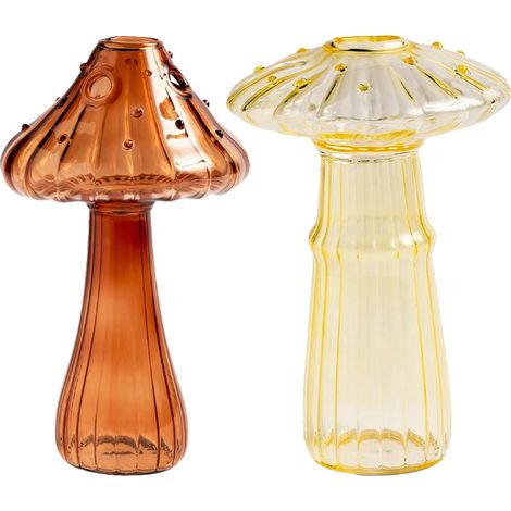 Lot de 2 pots de fleurs en verre en forme de champignon, station de propagation de plantes colorées, mini vase pour décoration de bureau hydroponique (1/5)