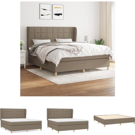 Boxspringbett mit Matratze Bett für Erwachsene Schlafzimmerbett Bett für Erwachsene Schlafzimmerbett Taupe 160x200 cm Stoff NGIVN4002608 BonneVie (1/5)