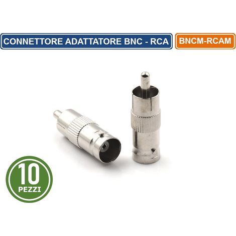 10 PEZZI CONNETTORE ADATTATORE SPINA DA BNC FEMMINA A RCA MASCHIO CCTV DVR (1/2)
