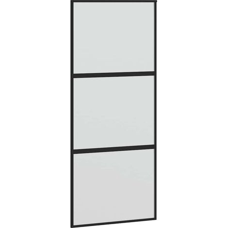 Maison Exclusive - Schiebetür Schwarz 90x205 cm Hartglas und Alum