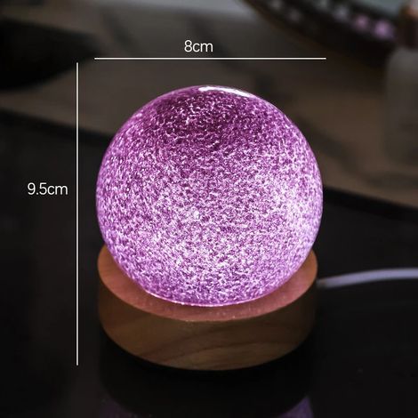 (Lampe violette unique) Lampe boule de cristal 3D unique avec projection de galaxie et de planète, alimentée par USB. (1/5)