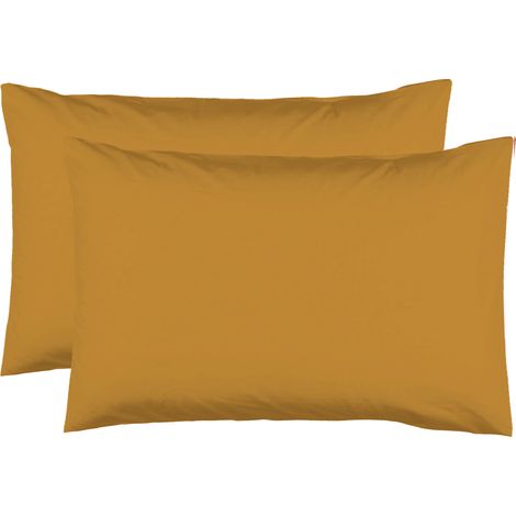 2 Taies d'oreiller 50 x 70 cm - Safran - 100% coton 57 Fils