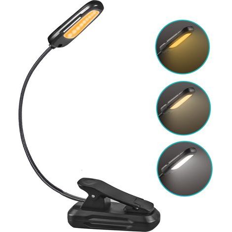 Lampe de Lecture 9 LED Liseuse Lampe Clip Rechargeable USB 9 Modes de Luminosité et 3 Température de Couleur, 360°Cou Flexible Lampe Pince pour Lit, Livre, Veilleuse pour Nuit et Lampe de Chevet ,Lamp (1/5)