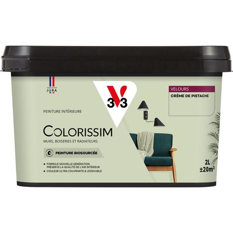 Peinture murale intérieure Colorissim® V33 Crème de pistache Velours 2L