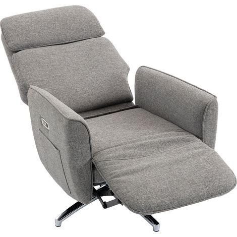 Fauteuil Relax Électrique Pivotant 360° Appui-Tête Réglable Gris, télétravail, poste de travail maison (1/5)