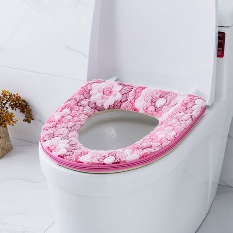 Abattant WcCouvercle de siège de toilette chaud motif floral couverture supérieure pour salle de bain pour les - Type 2 purple (1/5)