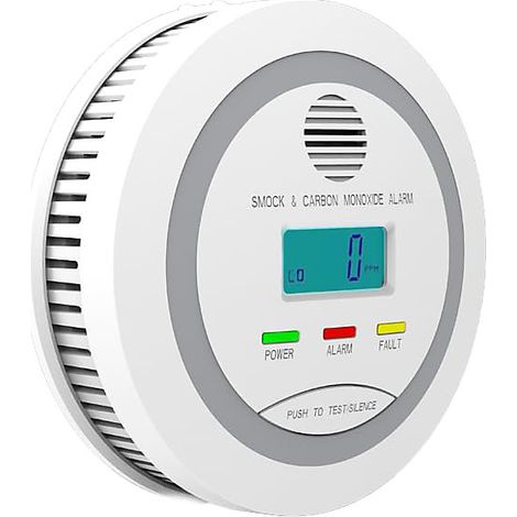 Détecteur de fumée et de monoxyde de carbone, alarme combinée 2 en 1,détecteur de fumée et détecteur de CO à piles avec écran LCD (1/5)