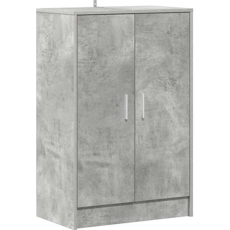 Armoire à Chaussures, Meuble Étagère de Rangement, Gris béton 60x35x92 cm Aggloméré OIB7091E (1/5)