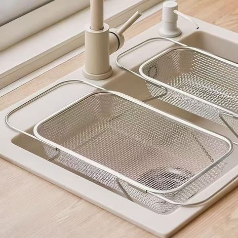 Acier inoxydable - Panier d'égouttage - Évier - Évier coulissant - Séchoir à vaisselle - Multifonctionnel - Rangement pour vaisselle et baguettes - 1 pièce (1/4)