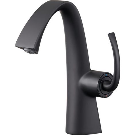 Robinet de lavabo tout cuivre avec cartouche céramique, design de salle de bain moderne, noir (1/5)