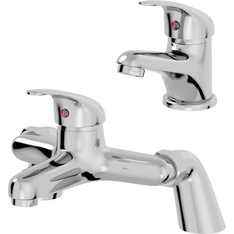 Bathroom Basin Sink Monobloc Mixer Tap Bath Filler Mixer Tap Chrome Single Lever (1/5)