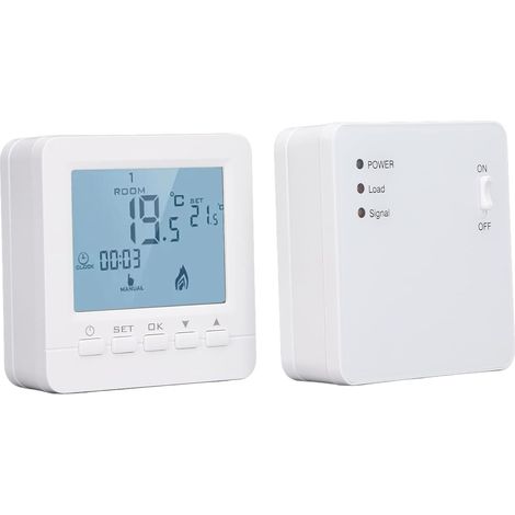 Thermostat de Chauffage Sans Fil à Radiofréquence, Télécommande jusqu'à 100 Mètres, Prend en Charge le Fonctionnement Multi-Système 5A/16A, Fonction Programmable Hebdomadaire (1/5)