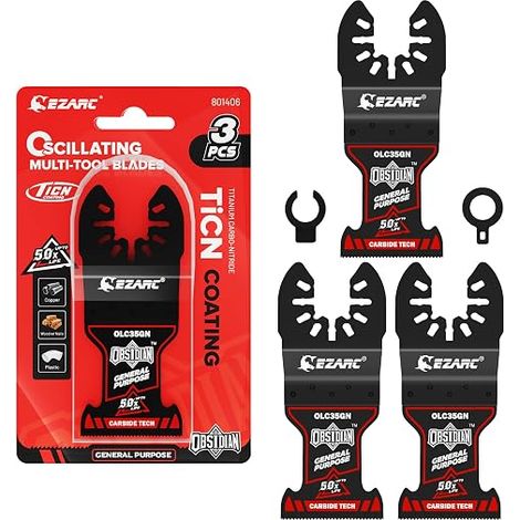lames de scie oscillante en carbure, multi-matériaux à dégagement rapide pour métal, clous, bois, plâtre, cloison sèche et PVC (1/5)
