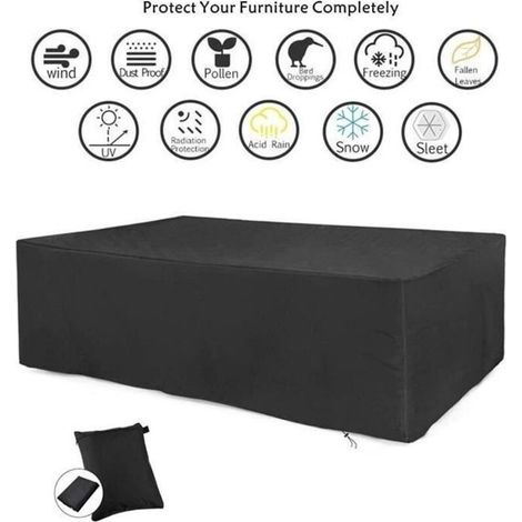 Housse de Protection Salon de Jardin Table Bâche Rectangulaire 213x132x74cm Couverture de Meubles Imperméable Anti-poussière Anti-UV