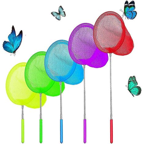 Lot de cinq épuisettes rétractables pour enfants, adaptées à la capture des poissons-papillons. (1/5)