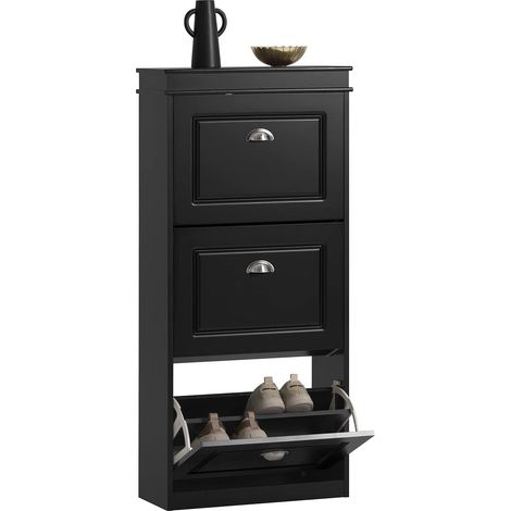 Sobuy – Meuble à chaussures FSR94SCH – 3 abattants – Dimensions L53 x P24 x H117 cm – Matériau effet bois – Capacité max 45 kg