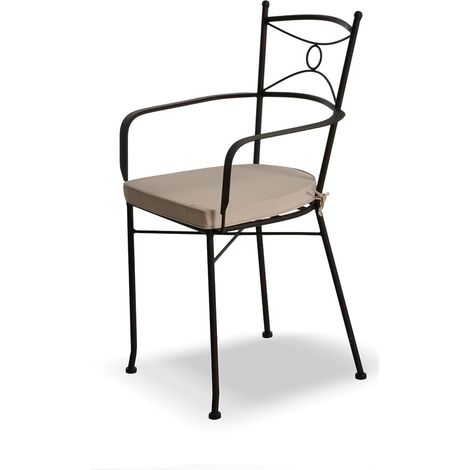 Set 4 sedie da giardino in acciaio complete di cuscini seduta e braccioli sedie impilabili per bar e giardino