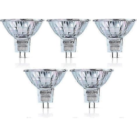 Lot de 5 ampoules halogènes Philips MR16 12 V 50 W, culot GU5.3, angle de faisceau 36D, durée de vie 4 000 heures, intensité variable, pour éclairage intérieur 58845100 (1/4)