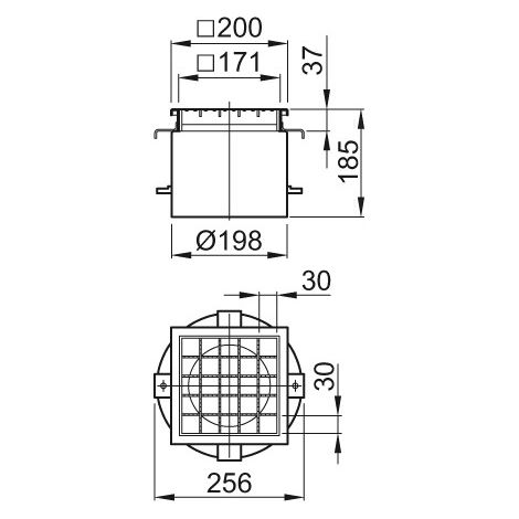ACO Aufsatzstück 200x200/L15/ V2A/rutschh./mit Gitterrost, 5084.92.00