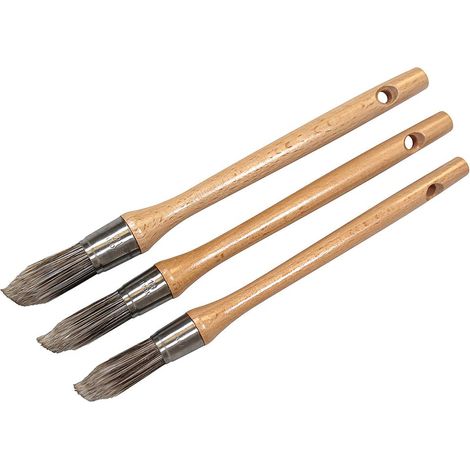 Lot de 3 pinceaux de Peinture à Pointe Pointue en Poils synthétiques 15, 18, 21 mm, Manche en Bois (1/2)