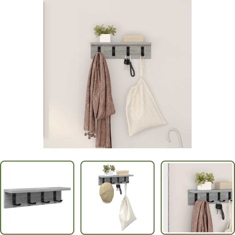 Rangement couloir - Porte-manteau mural Gris Sonoma 40 x 10,5 x 10,5 cm (1/5)
