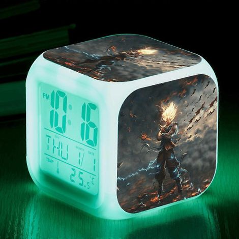 Réveil numérique pour enfants, motif Dragon Ball, lumières LED 7 couleurs, thermomètre, veilleuse, cadeau pour garçons et filles HTNL1228