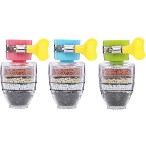3pcs filtre eau robinet,6 couches robinet deau au charbon actif,Cartouche de purificateur d'eau à Charbon Actif,filtre à [65] (1/4)