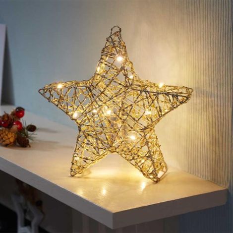 30cm Battery Operated Gold Weave Wonder Starlet Christmas Star with LEDs (1/2)