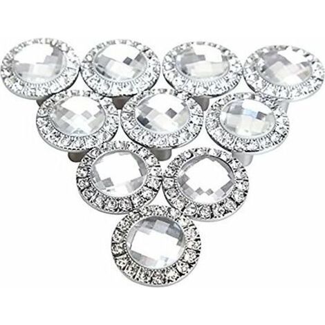 10 pezzi Pomello per porta rotondo argento da 30 mm Maniglia con strass scintillanti in cristallo da 30 mm Pomelli per ante di armadietti da cucina e cassetti -Crezuo