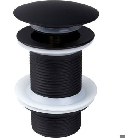 Bouchon vidange escamotable universel noir pour lavabo, évier, vasque (sans trop-plein).
