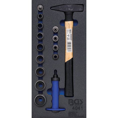 Insert de servante d'atelier 1/3 : Jeu de poinçons creux, marteau 15 pièces
