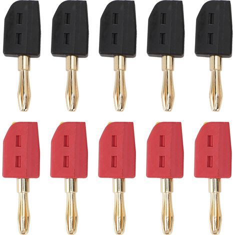 Connecteur à connexion rapide en laiton plaqué or 32A, fiche banane de 4mm, 10 pièces, pour équipement de test, 5 rouge + noir (1/5)