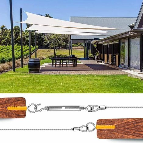 Kit de suspension de câble métallique laminé en acier inoxydable, ensemble de câbles de garde-corps de jardin extérieur, crochet à ressort pour tendeur de fil (1/4)