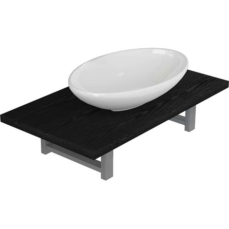 Maison Exclusive - 2-tlg. Badmöbel-Set Keramik Schwarz (1/5)