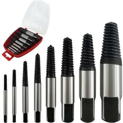 Ensemble d'extracteurs de vis 8 pièces, foret étagé, extracteur de boulon, tête hexagonale, acier au carbone, adapté à la réparation domestique et automobile (1/5)