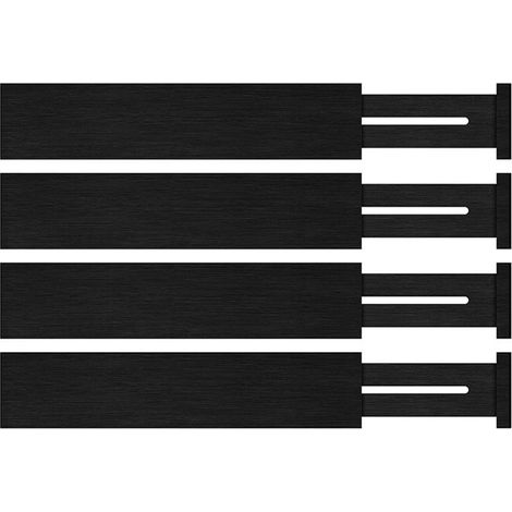 Ensemble de quatre séparateurs de tiroir en bambou, idéal pour la cuisine, organisateur de tiroir ajustable, noir, 30 cm x 6,5 cm x 1,5 cm (1/5)