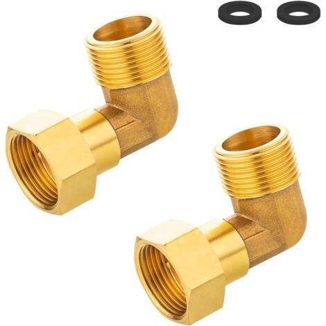 Coudes à 90° en laiton pour tuyau - 2 pièces - DN20 3/4 pouce - Joints silicone intégrés - Installation eau chaude & chauffage - Haute résistance (1/5)