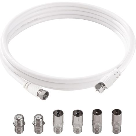 1m 75 Ohm Câble Coaxial RG6, F Mâle vers F Mâle RG6 Câble D'antenne TV, avec 6 Pièces Coupleurs D'extension, pour décodeur, TV, Satellite, Routeur Numérique (1/5)