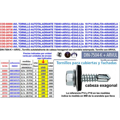 Vis autoperceuse AVL 7504K avec rondelle hexagonale 5,5x25 P16AB165525
