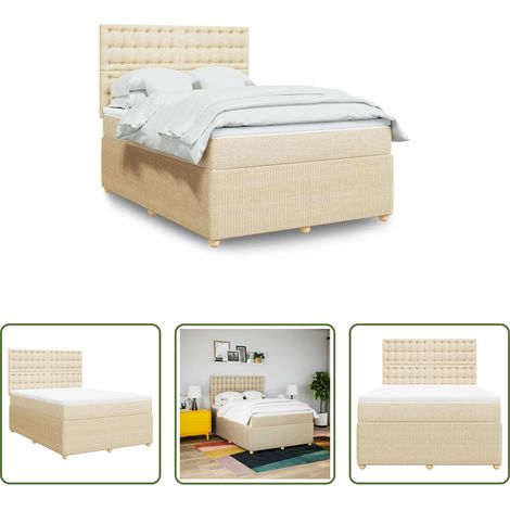 Matelas à ressorts ensachés - Sommier à lattes de lit avec matelas Crème 140x190 cm Tissu (1/5)