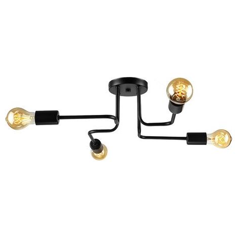 Plafonnier semi-encastré industriel vintage - Plafonnier de 21,5 pouces Lampe suspendue en fer forgé avec 4 lumières en noir pour salon, chambre et salle à manger(Ampoule non incluse) (1/5)